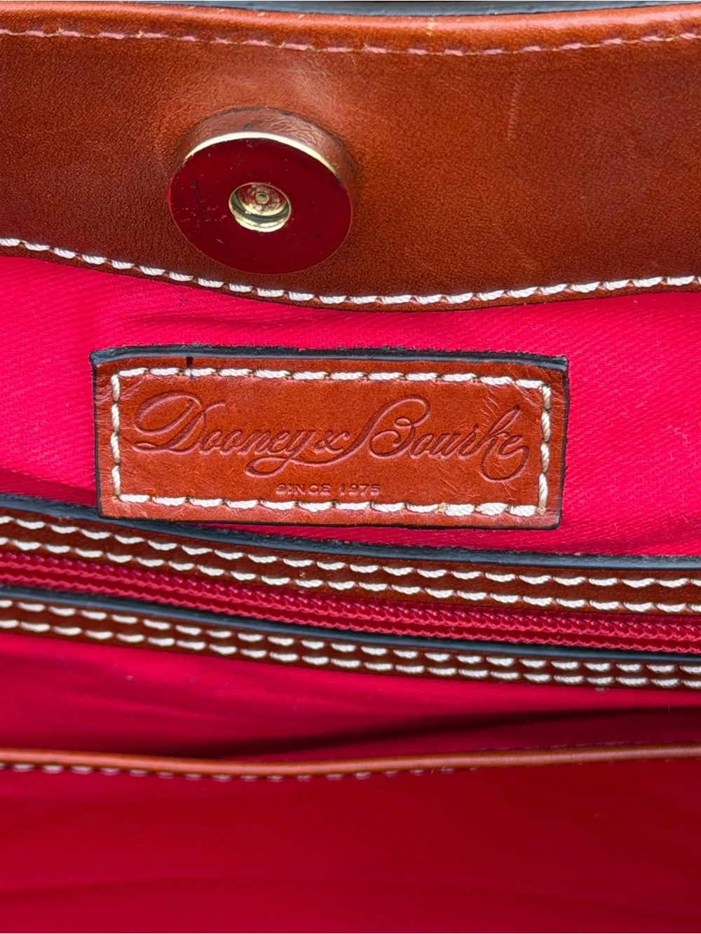 Dooney & Bourke Ostrich Embossed Leather Satchel Tote Black Brown M/L Bag